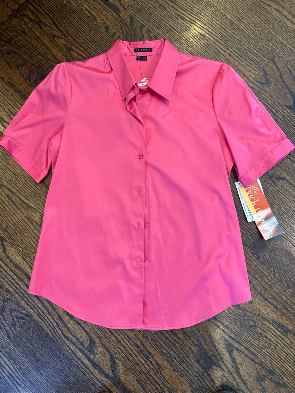 Theory Hot Pink Short-Sleeve Button-Down Shirt